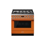 Smeg CPF36UGGOR 36" Portofino Series Gas Range with 5 Sealed Burners, 4.5 cu. ft. Oven Capacity, Even Clean Enamel  (Orange)