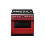 Smeg CPF36UGGR 36" Portofino Series Gas Range with 5 Sealed Burners, 4.5 cu. ft. Oven Capacity, Even Clean Enamel  (Red)