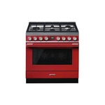 Smeg CPF36UGMR 36" Portofino Series Dual Fuel Range with 5 Sealed Burners, 4.5 cu. ft. Oven Capacity, Even Clean Enamel (Red)