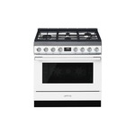 Smeg CPF36UGMWH 36" Portofino Series Dual Fuel Range with 5 Sealed Burners, 4.5 cu. ft. Oven Capacity, Even Clean Enamel (White)