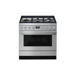 Smeg CPF36UGMX 36" Portofino Series Dual Fuel Range with 5 Sealed Burners, 4.5 cu. ft. Oven Capacity, Even Clean Enamel (Stainless Steel)