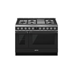 Smeg CPF48UGMAN 48" Portofino Series Dual Fuel Range with 5 Burners, Electric Griddle, True European Triple Convection (Anthracite)