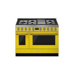 Smeg CPF48UGMYW 48" Portofino Series Dual Fuel Range with 5 Burners, Electric Griddle, True European Triple Convection (Yellow)