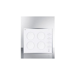 Summit CR424WH 24" Electric Cooktop with 4 1200W Elements, Push To Turn Knobs, Stainless Steel Trim, Schott Ceran Surface, and E.G.O. Burners (White)