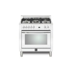 Lofra CXSS36M0-G500 36" Curva Dual Fuel Freestanding Range with 5 Brass Burners, True European Convection Oven (White)