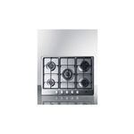 Summit GC527SS 27" Gas Cooktop with 5 Sealed Sabaf Burners, Wok Ring, Continuous Cast Iron Grates and Push-to-Turn Knobs with Safety Cut-Off (Stainless Steel)