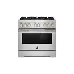 JennAir JDRP436HL 36" RISE Smart Dual-Fuel Professional Range with 6 Burners, 5.1 cu. ft. Oven Capacity, Remote Access, Dual-Stacked PowerBurners, Glide Racks, and Sabbath Mode in Stainless Steel