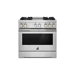 JennAir JDRP536HL 36" RISE Dual Fuel Professional Range with 5.1 cu. ft. Oven Capacity, 4 Burners and Griddle, Remote Access, Cinematic Oven Lights, in Stainless Steel