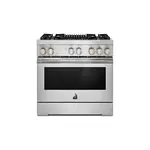 JennAir JDRP636HL 36" RISE Dual Fuel Professional Range with 5.1 cu. ft. Oven Capacity, 4 Burners, Grill, Remote Access, Glide Racks, Cast Iron Grates, Cinematic Oven Lighting, and Sabbath Mode in Stainless Steel