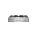 JennAir JGCP436HL 36" RISE Gas Rangetop with 6 Sealed Burners, Halo Effect Knobs, Electronic Ignition with Flame Sensing Reignition, in Stainless Steel