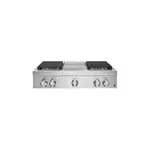 JennAir JGCP536HM 36" NOIR Gas Rangetop with 4 Sealed Brass Burners, Electronic Ignition Flame-Sensing Reignition, Chrome Infused Griddle in Stainless Steel