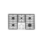 GE JGP3036DLWW 36" Gas Cooktop with 5 Sealed Burners, Precise Simmer Burner, Heavy Duty Dishwasher Safe Grates (White)