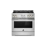 JennAir JGRP636HL 36" RISE Smart Gas Range with 5.1 cu. ft Oven Capacity, 4 Sealed Burners, Infrared Grill, Remote Access, Cast Iron Grates, in Stainless Steel