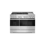 JennAir JGRP748HM 48" NOIR Professional Smart Gas Range with 4 Sealed Burners, Griddle, Grill, 6.3 cu. ft. Total Oven Capacity, Remote Access, Halo-Effect Knobs, in Stainless Steel