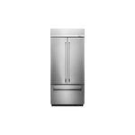 KitchenAid KBFN506ESS 36" Built-In French Door Refrigerator with 20.8 cu. ft. Storage Capacity, Preserva® Food Care System, Adjustable Spill-Resistant Glass Shelves (Stainless Steel)