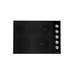 KitchenAid KCES550HBL 30" Electric Cooktop with 5 Elements, Hot Surface Indicator and Metal Control Knobs (Black)