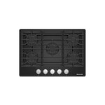 KitchenAid KCGG530PBL 30" Gas-on-Glass Cooktop with 5 Burners, Full-Width Cast-Iron Grates and ADA Compliant in Black