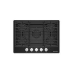 KitchenAid KCGG536PBL 36" Gas-on-Glass Cooktop with 5 Burners, Full-Width Cast-Iron Grates and ADA Compliant in Black