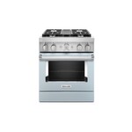 KitchenAid KFDC500JMB 30" Smart Commercial-Style Dual Fuel Range with 4 Burners, 4.1 Cu. Ft. Capacity and Even-Heat True Convection (Misty Blue)