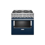 KitchenAid KFDC506JIB 36" Smart Commercial-Style Dual Fuel Range with 6 Burners, 5.1 Cu. Ft. Capacity and Even-Heat True Convection (Ink Blue)