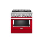 KitchenAid KFDC506JPA 36" Smart Commercial-Style Dual Fuel Range with 6 Burners, 5.1 Cu. Ft. Capacity and Even-Heat True Convection (Passion Red)