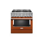 KitchenAid KFDC506JSC 36" Smart Commercial-Style Dual Fuel Range with 6 Burners, 5.1 Cu. Ft. Capacity and Even-Heat True Convection (Scorched Orange)