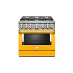 KitchenAid KFDC506JYP 36" Smart Commercial-Style Dual Fuel Range with 6 Burners, 5.1 Cu. Ft. Capacity and Even-Heat True Convection (Yellow Pepper)