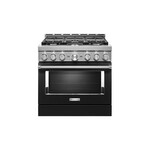 KitchenAid KFGC506JBK 36" Smart Commercial-Style Gas Range with 6 Burners, 5.1 Cu. Ft. Capacity and Even-Heat True Convection (Imperial Black)