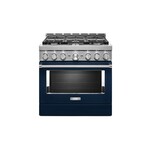 KitchenAid KFGC506JIB 36" Smart Commercial-Style Gas Range with 6 Burners, 5.1 Cu. Ft. Capacity and Even-Heat True Convection (Ink Blue)