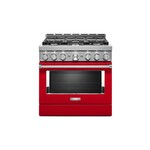 KitchenAid KFGC506JPA 36" Smart Commercial-Style Gas Range with 6 Burners, 5.1 Cu. Ft. Capacity and Even-Heat True Convection (Passion Red)