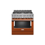 KitchenAid KFGC506JSC 36" Smart Commercial-Style Gas Range with 6 Burners, 5.1 Cu. Ft. Capacity and Even-Heat True Convection (Scorched Orange)