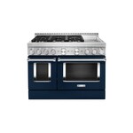 KitchenAid KFGC558JIB 48" Smart Commercial-Style Gas Range with 6 Burners, Griddle, 6.3 Cu. Ft. Capacity and Even-Heat True Convection (Ink Blue)