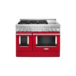 KitchenAid KFGC558JPA 48" Smart Commercial-Style Gas Range with 6 Burners, Griddle, 6.3 Cu. Ft. Capacity and Even-Heat True Convection (Passion Red)