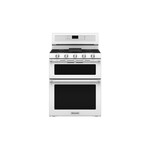 KitchenAid KFGD500EWH 30" Double Oven Gas Range with 5 Burners, 6 Cu. Ft. Capacity and Even-Heat True Convection (White)