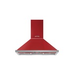 Smeg KPF36URD 36 inch Portofino Wall Mount Hood with 600 CFM, LED Lighting, 3 Stainless Steel Grease Filters (Red)