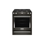 KitchenAid KSGG700EBS 30" Side-In Gas Range with 5 Burners, 5.8 cu. ft. Oven Capacity, Even-Heat True Convection (Black Stainless Steel)