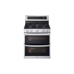 LG LDGL6924S 30" Freestanding Smart Gas Double Oven Range with 5 Sealed Burners, 6.9 cu. ft. Capacity, Air Fry & Air Sous Vide, 20000 BTU Heating Power in Stainless Steel