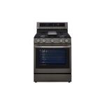 LG LRGL5825D 30" Smart Wi-Fi Enabled Freestanding Gas Range with 5 Sealed Burners, 5.8 cu. ft. Capacity, True Convection, UltraHeat 20K BTU Burner, Air Fry (PrintProof Black Stainless Steel)