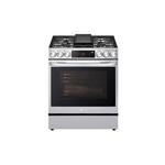 LG LSGL6335F 30" Slide-In Gas Range with 5 Sealed Burners, 6.3 cu. ft. Capacity, Smart wi-fi Enabled, ProBake Convection®, InstaView®, UltraHeat™ 20K BTU burner (PrintProof Stainless Steel)