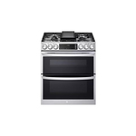 LG LTGL6937D 30 inch Smart Gas Slide-In Range with 5 Sealed Burners and Griddle, 6.9 cu. ft. Total Oven Capacity, Double Oven, Air Sous Vide, Air Fry (Printproof Black Stainless Steel)