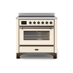 ILVE UMI09NS3AWB Majestic II 36" Induction Range (Triple Glass Door, Antique White, Burnished)