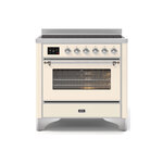 ILVE UMI09NS3AWC Majestic II 36" Induction Range (Triple Glass Door, Antique White, Chrome)