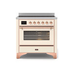 ILVE UMI09NS3AWP Majestic II 36" Induction Range (Triple Glass Door, Antique White, Copper)