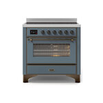 ILVE UMI09NS3BGB Majestic II 36" Induction Range (Triple Glass Door, Blue Grey, Burnished)