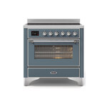 ILVE UMI09NS3BGC Majestic II 36" Induction Range (Triple Glass Door, Blue Grey, Chrome)