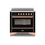 ILVE UMI09NS3BKP Majestic II 36" Induction Range (Triple Glass Door, Glossy Black, Copper)