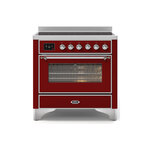 ILVE UMI09NS3BUC Majestic II 36" Induction Range (Triple Glass Door, Burgundy, Chrome)