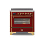 ILVE UMI09NS3BUG Majestic II 36" Induction Range (Triple Glass Door, Burgundy, Brass)