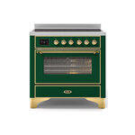 ILVE UMI09NS3EGG Majestic II 36" Induction Range (Triple Glass Door, Emerald Green, Brass)