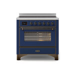 ILVE UMI09NS3MBB Majestic II 36" Induction Range (Triple Glass Door, Midnight Blue, Burnished)